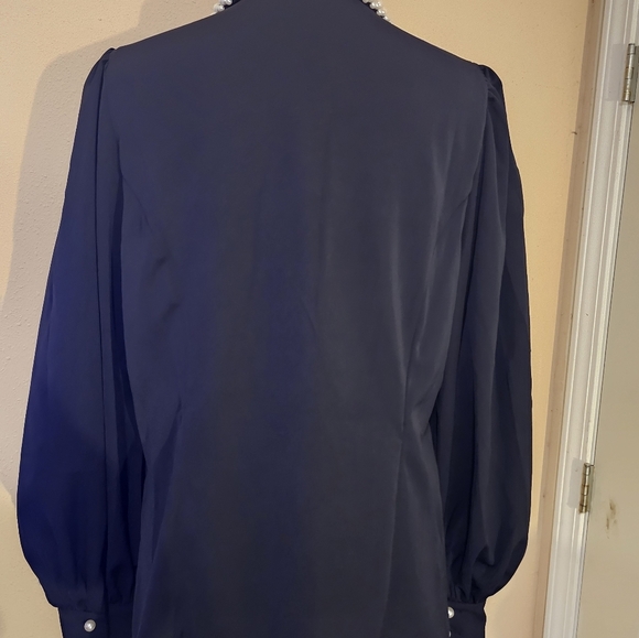 Fashion Nova Chic Black Button Down Shirt with Pearl Details - Picture 4 of 7